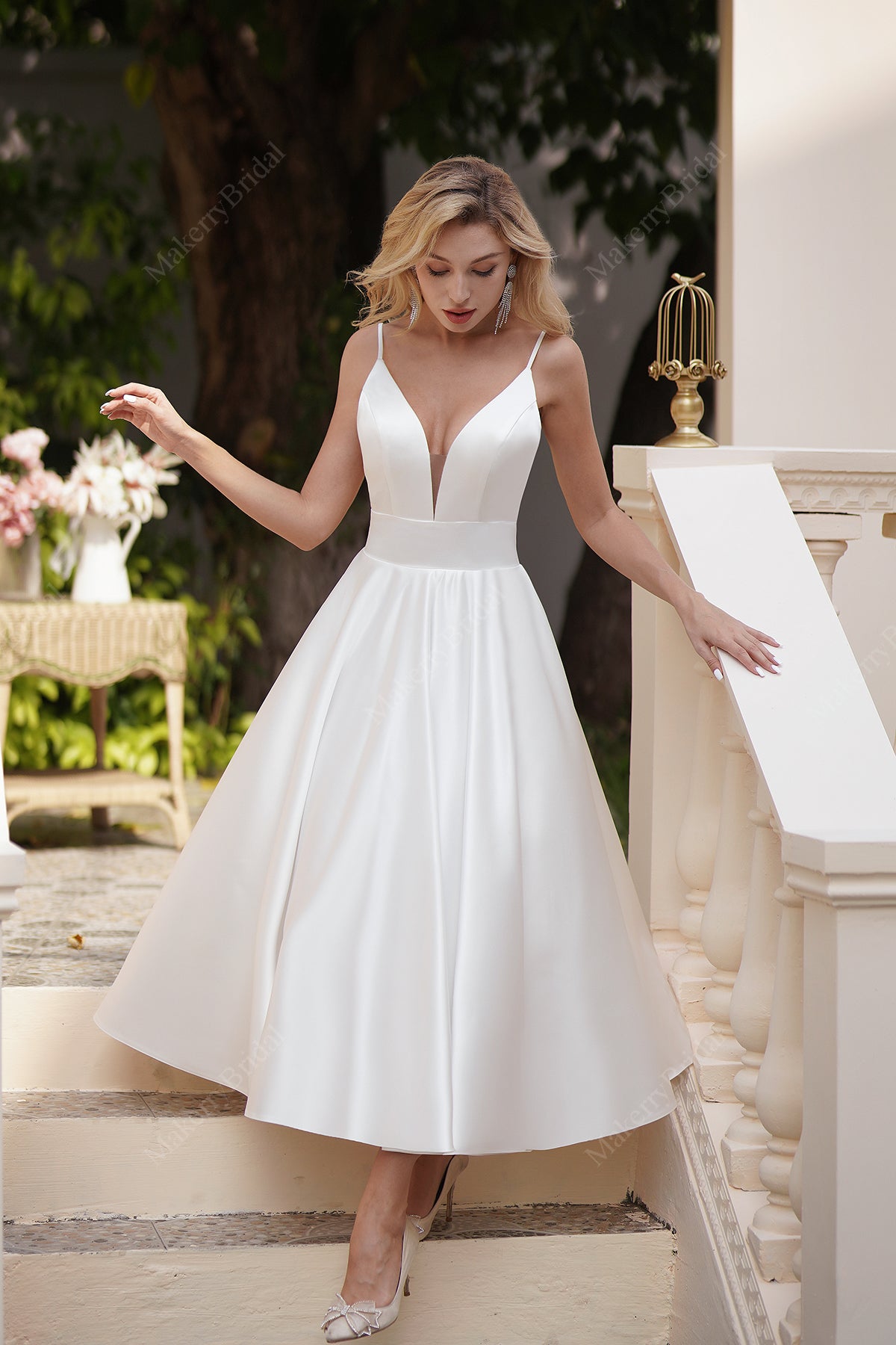 white simple wedding dress